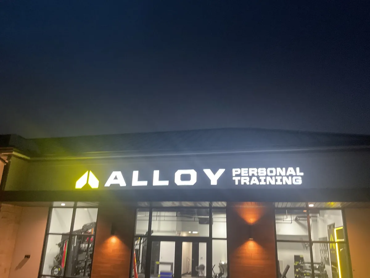 Alloy Personal Training channel letters above the entrance