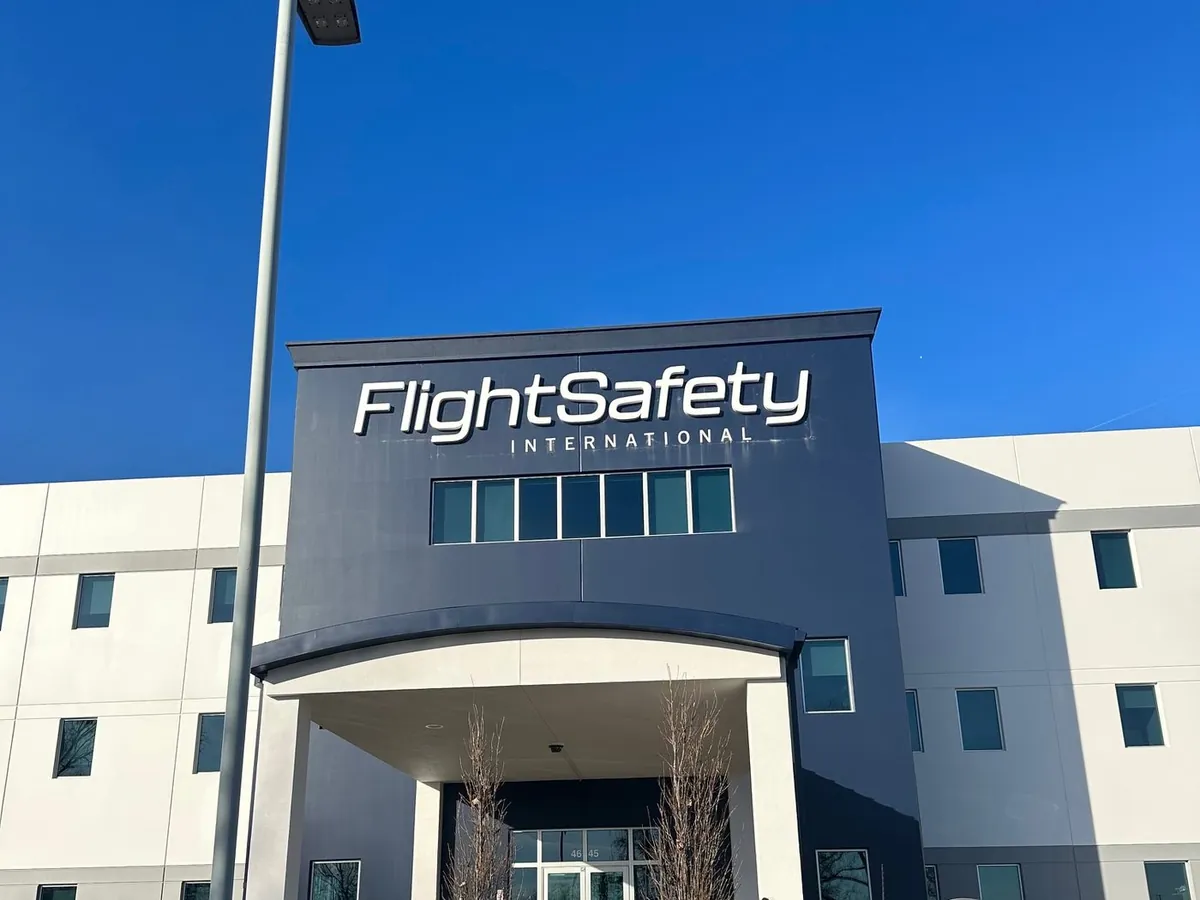 FlightSafety signage after a full rebrand