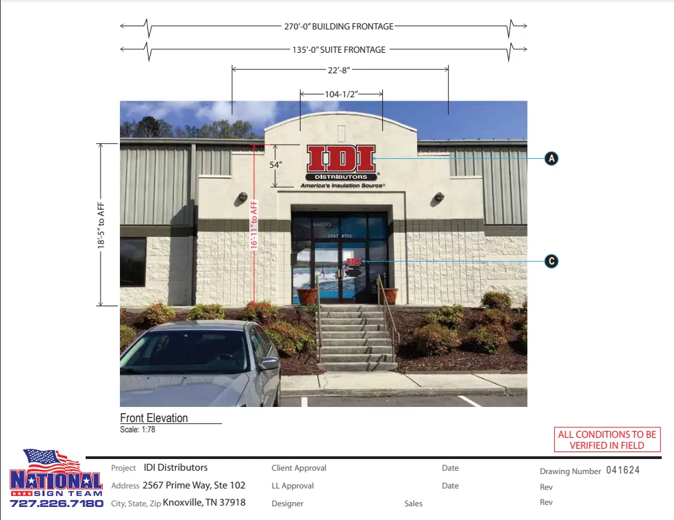 Channel Letter Sign Installation for IDI Distributors